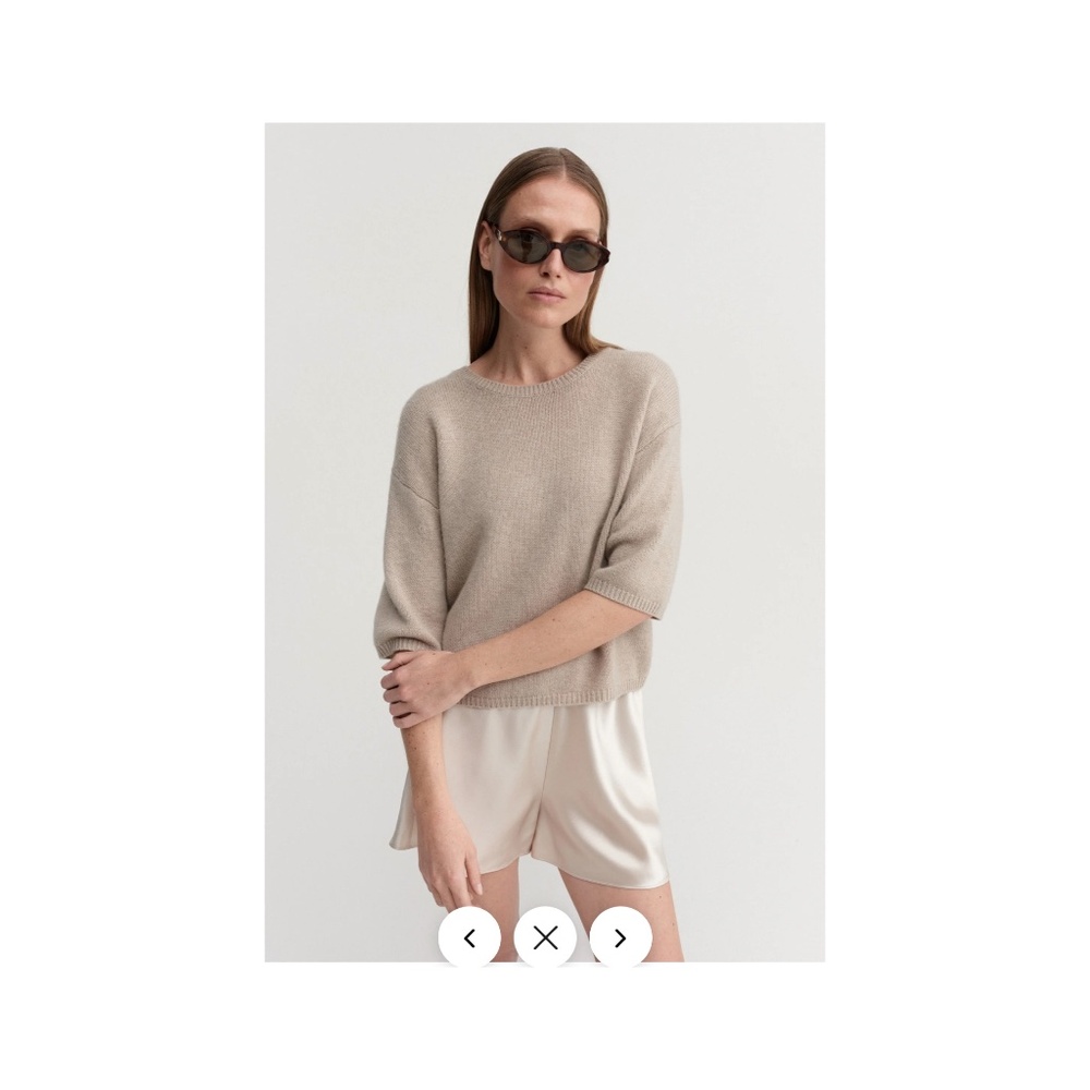 almada label fei cashmere short sleeve t-shirt sweater taupe xs